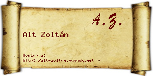 Alt Zoltán névjegykártya